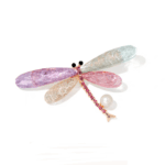 Broșă libelulă roz cu perlă