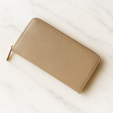 Portofel piele naturală – Bej Rece Mat delicat și feminin