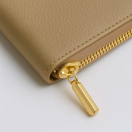 Portofel piele naturală – Bej Rece Mat delicat și feminin