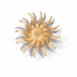 Brosă floarea-soarelui cu cristale strălucitoare