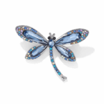 Broșă libelulă cu cristale albastre