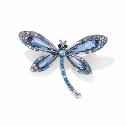 Broșă libelulă cu cristale albastre