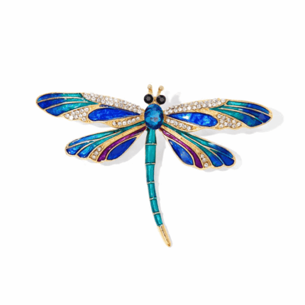 Brosă libelulă cu email colorat