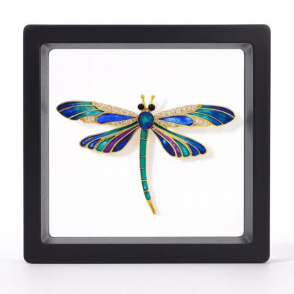 Brosă libelulă cu email colorat in cutie