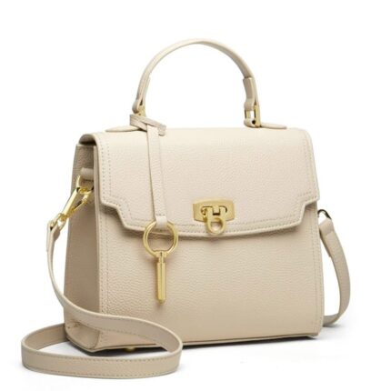 Geantă din piele naturală Bej Taupe – 22.5 x 20 x 10 cm