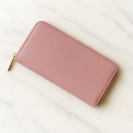 Portofel piele naturală - Roz Mat Prăfuit delicat și feminin