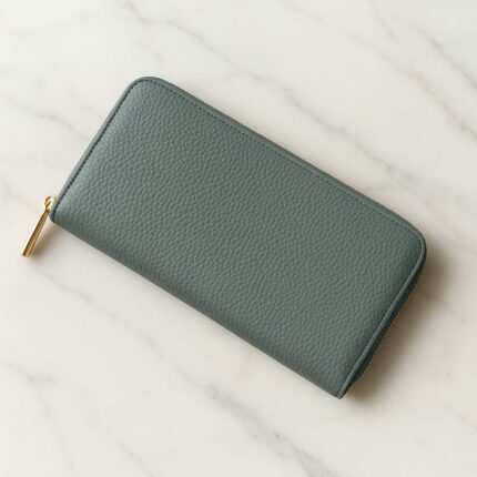 Portofel piele naturală - Verde Mat Prăfuit modern și sofisticat