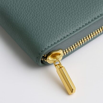 Portofel piele naturală - Verde Mat Prăfuit modern și sofisticat